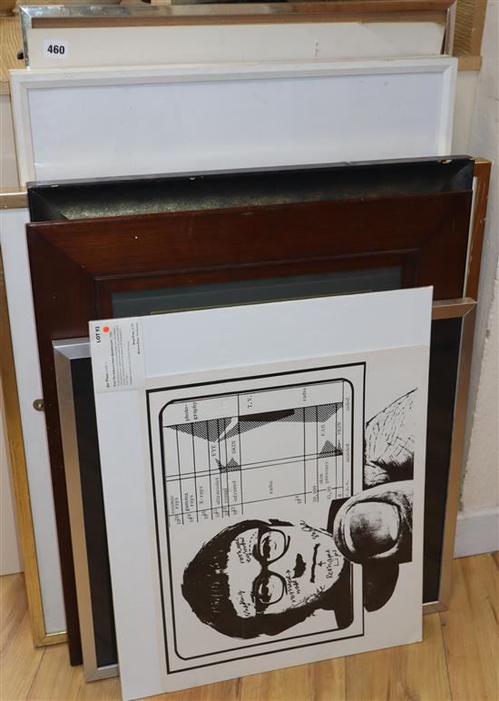 David Hockney, print for The Obscenity Fund, Richard, Jim and Felix, signed in the plate, 58 x 90cm and a group